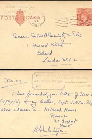 CP104b KGVI 2d Brown Post Office Issue Postcard on Pinkish Tinted Card USED