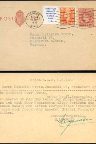 CP104b KGVI 2d Brown Post Office Issue Postcard on Pinkish Tinted Card UPRATED