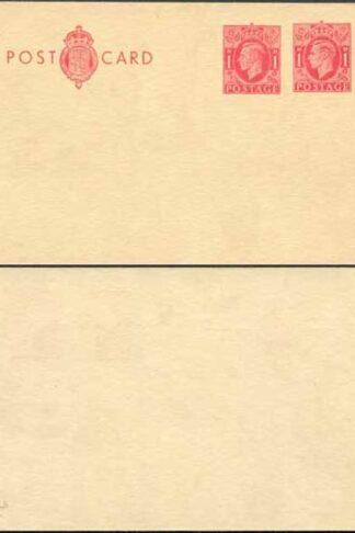 CP99 KGVI 1d + 1d Carmine Postcard Size F Mint the 2nd 1d is Added