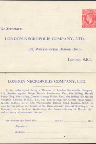 CS101 KGVI 1d Carmine Stamp L24 Postcard Without Arms Size F Mint Pre Addressed