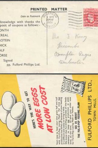 CS101 KGVI 1d Carmine Stamp L24 Postcard Without Arms Size F Used Pre Addressed