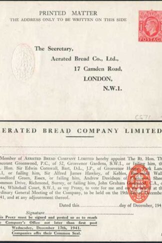 CS101 KGVI 1d Carmine Stamp L24 Postcard Without Arms Size F Mint Pre Addressed