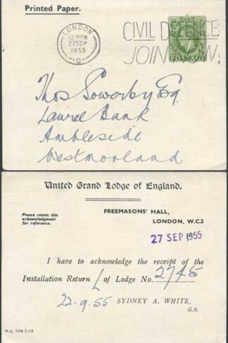 CS113 KGVI 1 1/2d Green Stamp L25 Postcard Without Arms Size D Used