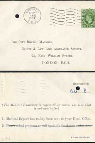 CS114 KGVI 1 1/2d Green Stamp L25 Postcard Without Arms Size F Used