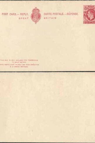CP105b KGVI 2d Red Brown Reply Card Mint Pinkish Tinted Card