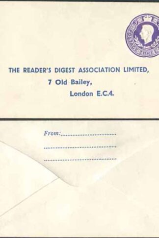 ES71 KGVI 3d Violet Stamped To Order Envelope Mint Readers Digest