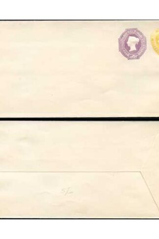 ESC358 QV 1 1/2d Yellow and 6d Purple Compound Stamped to Order Envelope Mint