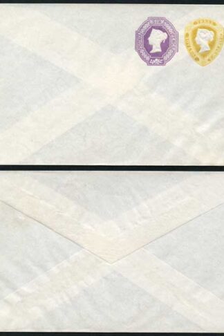 ESC358 QV 1 1/2d Yellow and 6d Purple Compound Stamped to Order Envelope Mint