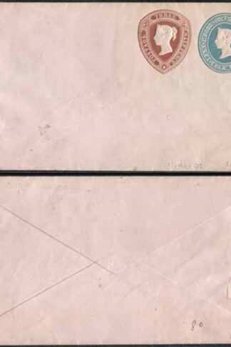 ESC41 QV 2d Blue 26.4.75 and 1 1/2d Brown 27.4.75 Stamped to Order Envelope Mint