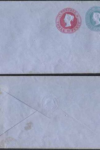 ESC44 QV 2d Blue 29.3.79 and 3d Carmine 29.3.75 Stamped to Order Envelope Mint