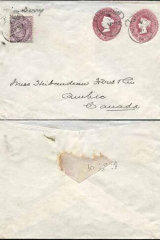 ESC51 QV 2 1/2d Lake 1.11.90 X TWO Stamped to Order Envelope Uprated