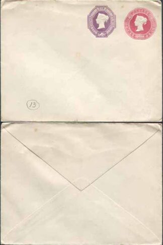 ESC363 QV 3d Carmine and 6d Purple Stamped to Order Envelope Mint