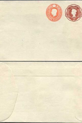 ESC971 QEII 2d Brown and KGVI 1/2d Orange Stamped to Order Envelope Mint