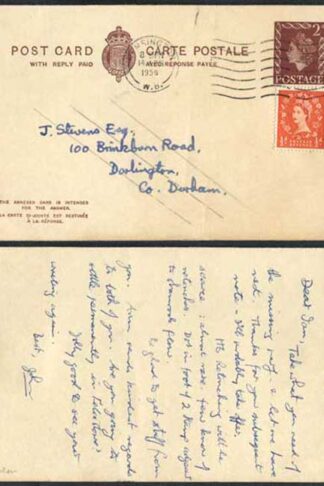 LP107b QEII 2d and 2d Reply Card on Cream card Reply BOTH Used