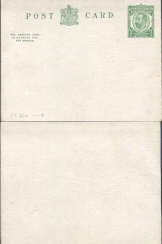 CP61 KGV 1/2d + 1/2d Green Reply Card Size d with Reply on reply half Mint