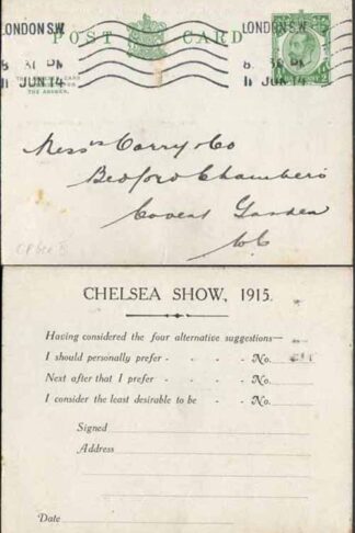 CP61 KGV 1/2d + 1/2d Green Reply Card Size d with Reply on reply half Used