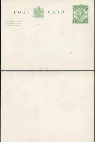 CP65 KGV 1/2d + 1/2d Green Reply Card Size d with Reply Card on reply half Mint