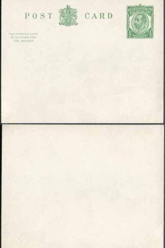 CP65 KGV 1/2d + 1/2d Green Reply Card Size d with Reply Card on reply half Mint