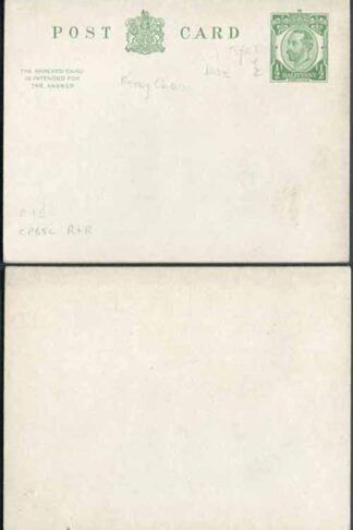 CP65 KGV 1/2d + 1/2d Green Reply Card Size d with Reply Card on reply half Mint