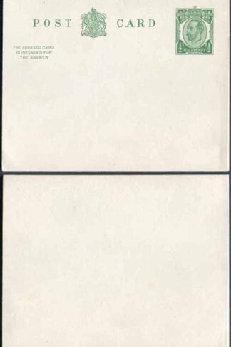CP65 KGV 1/2d + 1/2d Green Reply Card Size d with Reply Card on reply half Mint