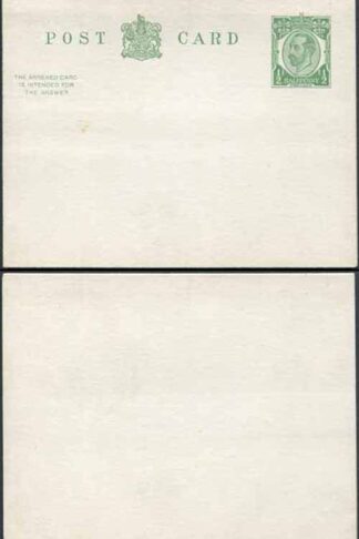 CP65 KGV 1/2d + 1/2d Green Reply Card Size d with Reply Card on reply half Mint