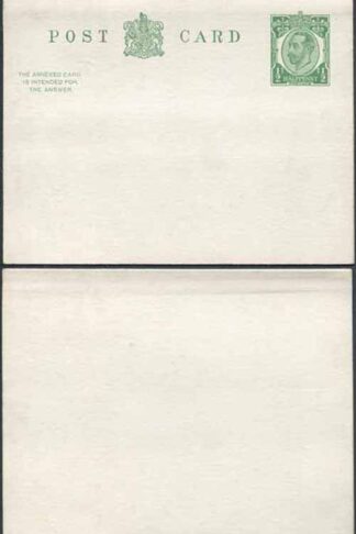 CP65 KGV 1/2d + 1/2d Green Reply Card Size d with Reply Card on reply half Mint