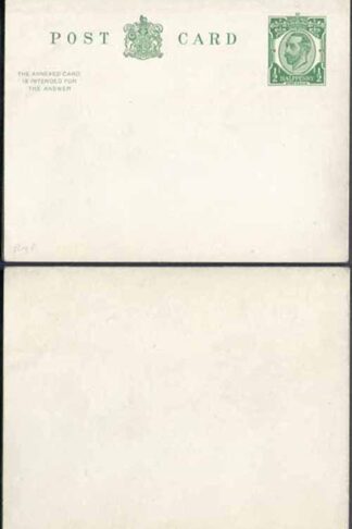 CP65 KGV 1/2d + 1/2d Green Reply Card Size d with Reply Card on reply half Mint