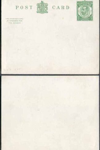 CP65 KGV 1/2d + 1/2d Green Reply Card Size d with Reply Card on reply half Mint