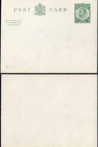 CP65 KGV 1/2d + 1/2d Green Reply Card Size d with Reply Card on reply half Mint
