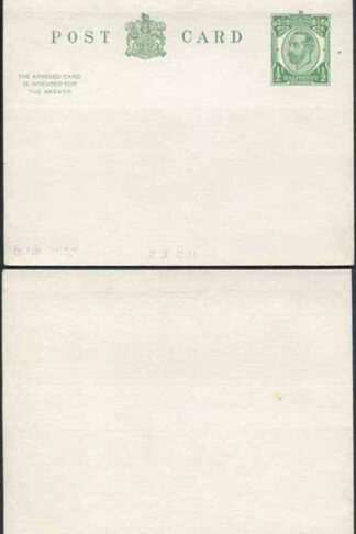 CP65 KGV 1/2d + 1/2d Green Reply Card Size d with Reply Card on reply half Mint