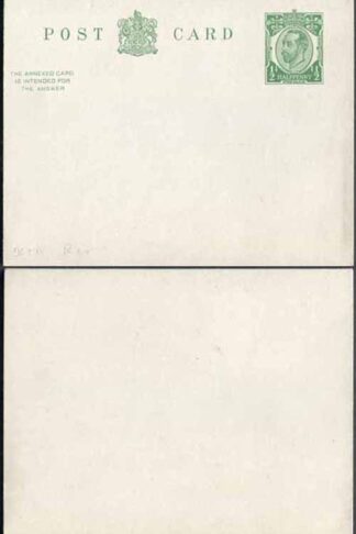 CP65 KGV 1/2d + 1/2d Green Reply Card Size d with Reply Card on reply half Mint