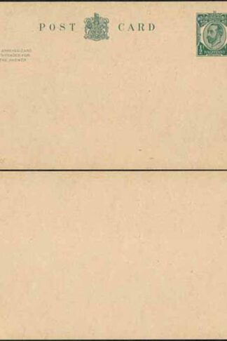 CP64 KGV 1/2d + 1/2d Green Reply Card Size f with Reply Card on reply half Mint