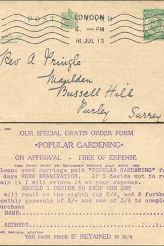 CP60 KGV 1/2d + 1/2d Green Reply Card Size f with Reply on reply half Used