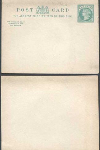 CP39 QV 1/2d + 1/2d Green Foreign Reply Card Size d Mint