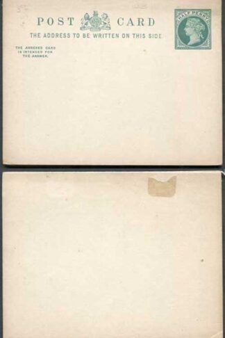 CP39 QV 1/2d + 1/2d Green Foreign Reply Card Size d Mint
