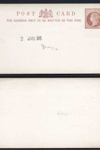 1885 ESSAY for the 1/2d Post Card Handstamped 2nd January 1885