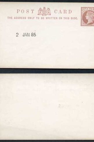 1885 ESSAY for the 1/2d Post Card Handstamped 2nd January 1885