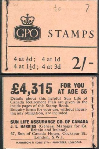 N2 2/- Wilding Wmk Crowns Booklet Salmon Cover