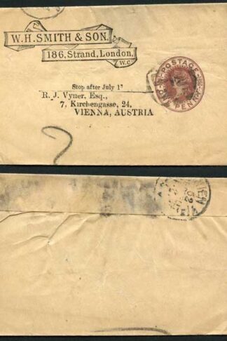 WS3 1d Brown Newspaper Wrapper Stamp LW3 Used W H Smith