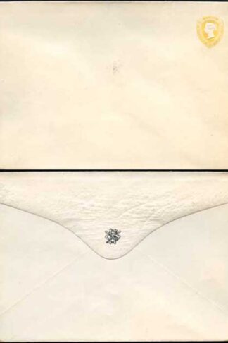 ES19 QV 1 1/2d Yellow 9 dot florets Stamped to Order Envelope Mint