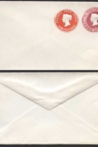 ESC285 QV 3d Carmine and 4d Vermillion Stamped to Order Envelope Mint