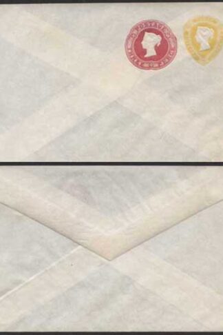 ESC217 QV 1 1/2d Yellow and 3d Carmine Stamped to Order Envelope Mint