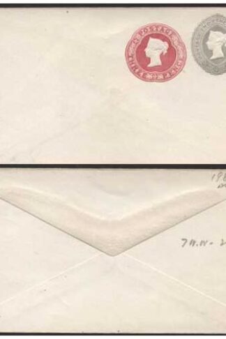 ESC260 QV 2 1/2d Grey Blue and 3d Carmine Stamped to Order Envelope Mint
