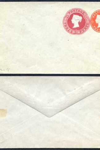 ESC190 QV 1/2d Vermillion and 3d Carmine Stamped to Order Envelope Mint