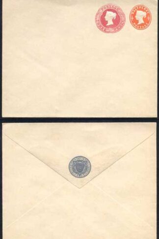 ESC191 QV 1/2d Vermillion and 3d Carmine Stamped to Order Envelope Mint