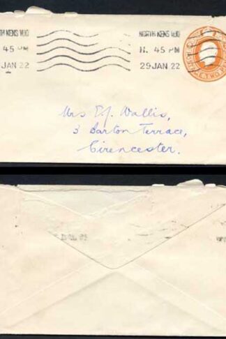 EP62 KGV 1920 2d Post Office Issue Envelope Size E USED RARE