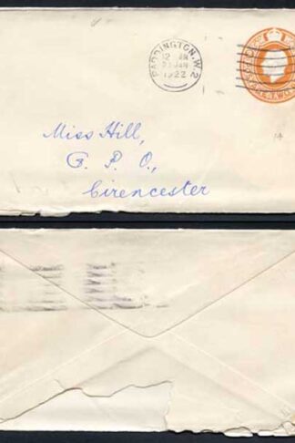 EP62 KGV 1920 2d Post Office Issue Envelope Size E USED RARE