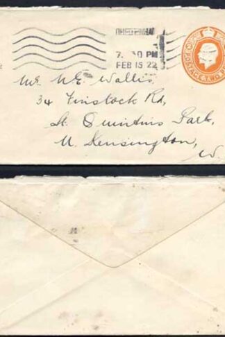 EP62 KGV 1920 2d Post Office Issue Envelope Size E USED RARE