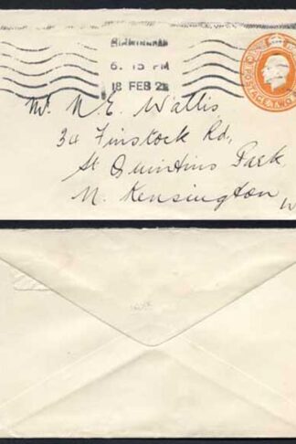 EP62 KGV 1920 2d Post Office Issue Envelope Size E USED RARE