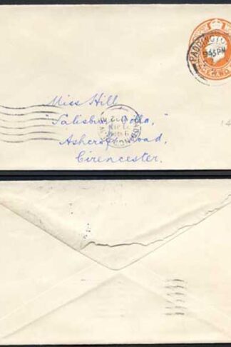 EP62 KGV 1920 2d Post Office Issue Envelope Size E USED RARE
